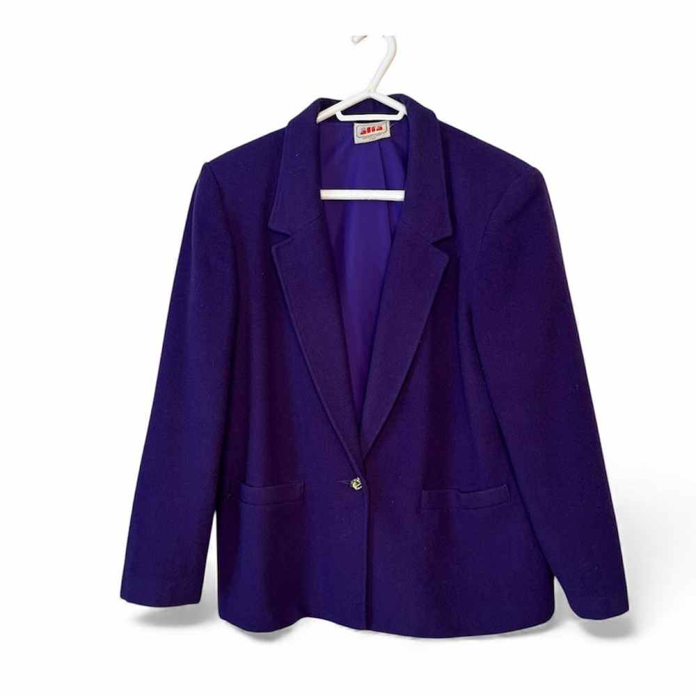 Alia Womens Wool Blend Dark Purple Blazer size 12